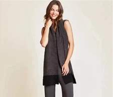 Barefoot Dreams Cozy Chic 2 Tone Tipped Scarf Brand New with Tags - Carbon/Black