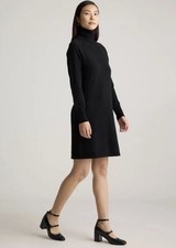Quince 100% Mongolian Cashmere Turtleneck Mini Dress Black Small