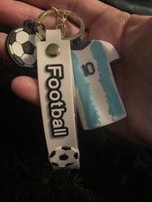 Soccer Jersey Keychain Messi, Argentina rubber/metal NEW! Soccer Futbol Football