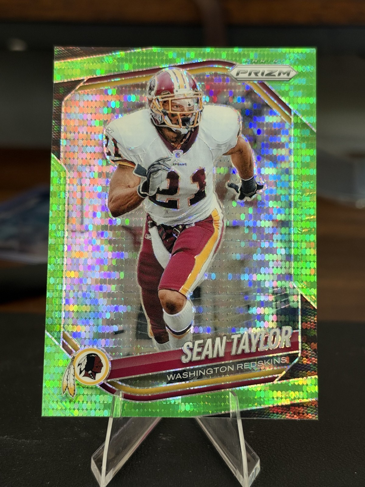 2025 Panini Prizm Sean Taylor #105 Neon Green Pulsar Prizm Redskins
