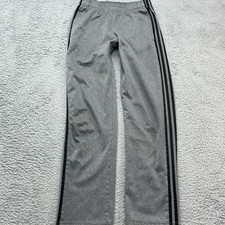 Adidas Fleece Track Pants Mens Large Gray 3 Stripe Drawstring Athleisure