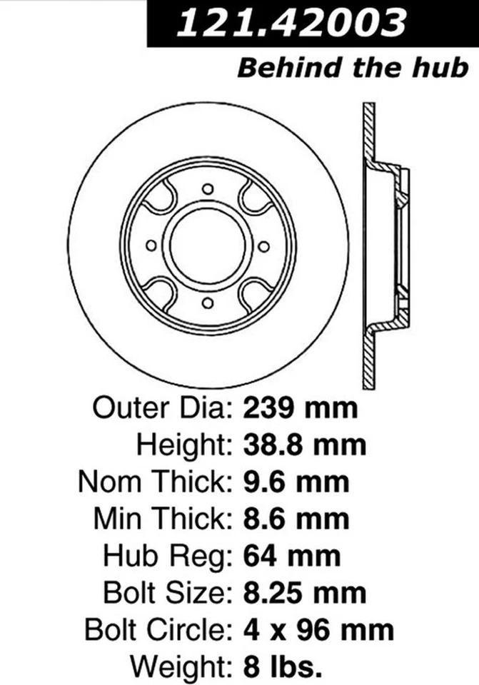 Rotor de freno estándar C-Tek Centric Parts 121.42003 para Nissan 310 F10 76-82 Foto 3 de 4