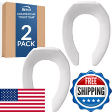 Bemis 2PK Commercial Open Front Heavy Duty Plastic Toilet Seat Industrial Elonga