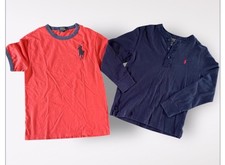 Polo Ralph Lauren LOT Boys sz M 10 12 Red Big Pony Tee  Navy Blue LS Henley top