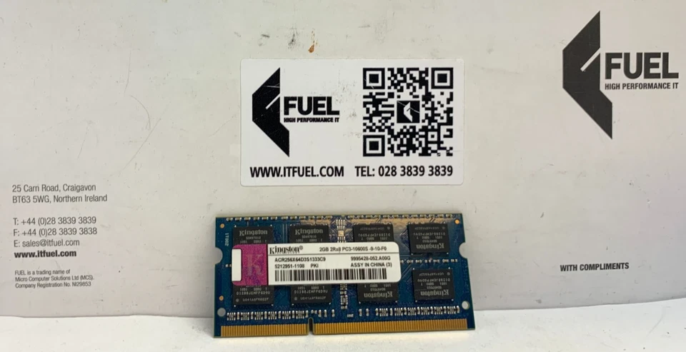 Kingston 2GB  DDR3  SD ram memory module   PC3-10600  -  ACR256X64D3S1333C9 - Image 2 of 2