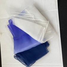 Vintage Lot of 3 100 Nylon Sheer Crepe Scarves Navy, White, Lavender