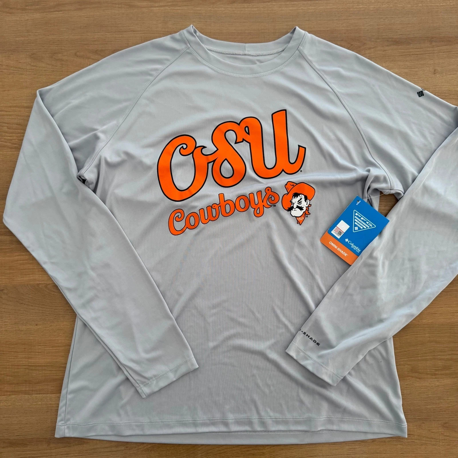 Columbia PFG OSU Cowboys Tidal Tee II Long Sleeve Shirt Grey Mens L