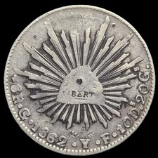 Mexico First Republic 8 Reales 1862 Go YF Guanajuato Mint