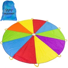 Play Platoon Parachute 24 Foot for Kids-16 Handles Play Parachute - Multicolored