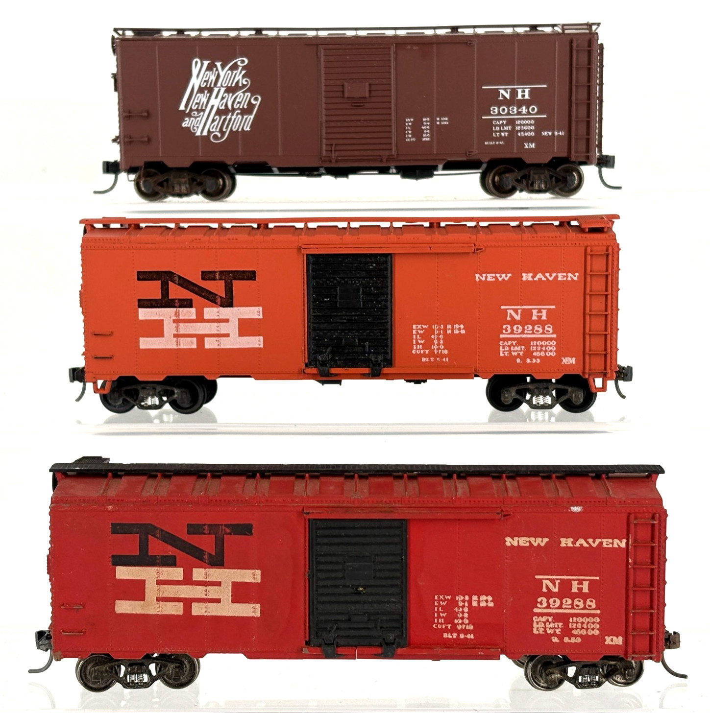 HO New Haven NH 40' Boxcar Lot by Athearn Intermountain w/ Metal Wheels & KDs