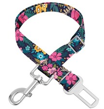 Adjustable Pet Car Seat Belt for Dogs and Cats, 20-33 Inches, Floral Design