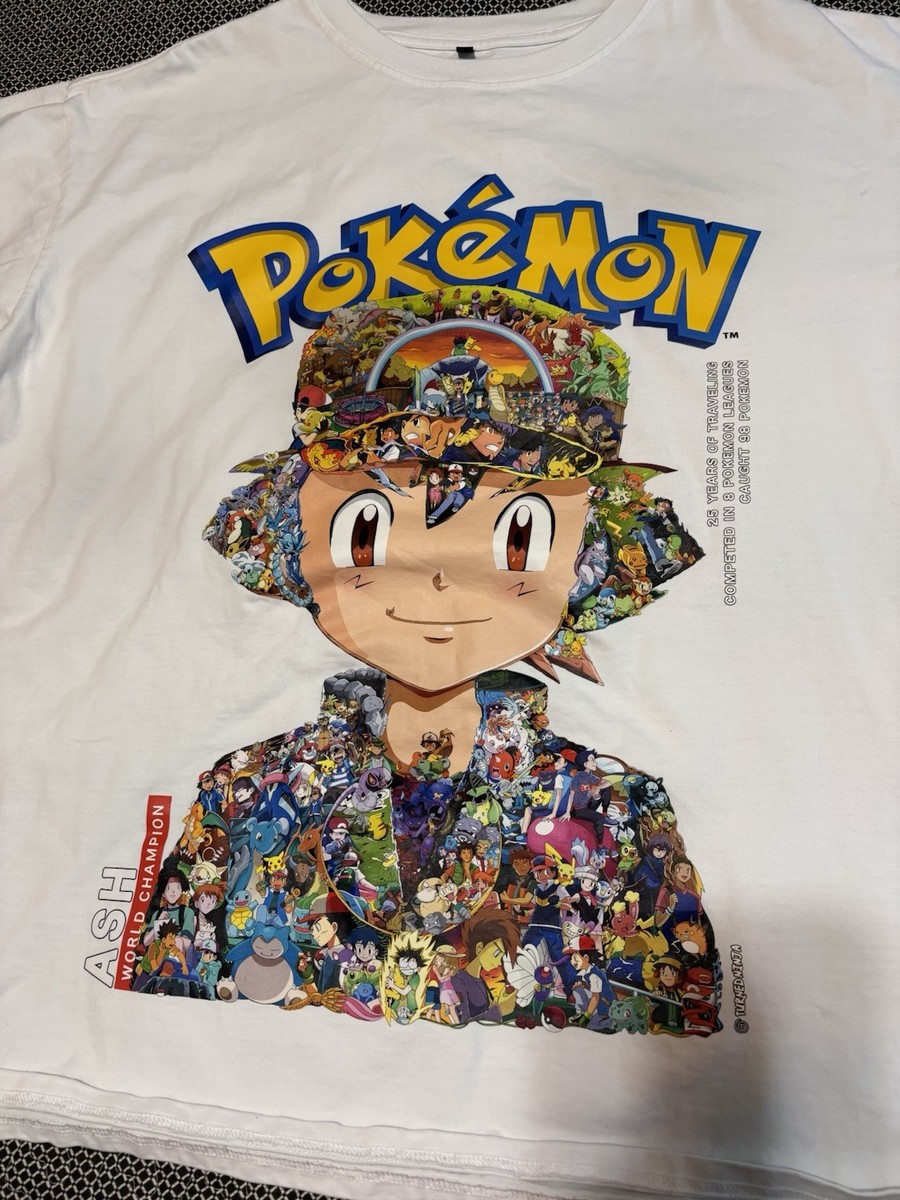 3X Turned Ninja Pokémon Ash Ketchum Graphic Print Men's White T