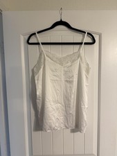 White Lace Trim Satin Camisole Top. Fits like S/M