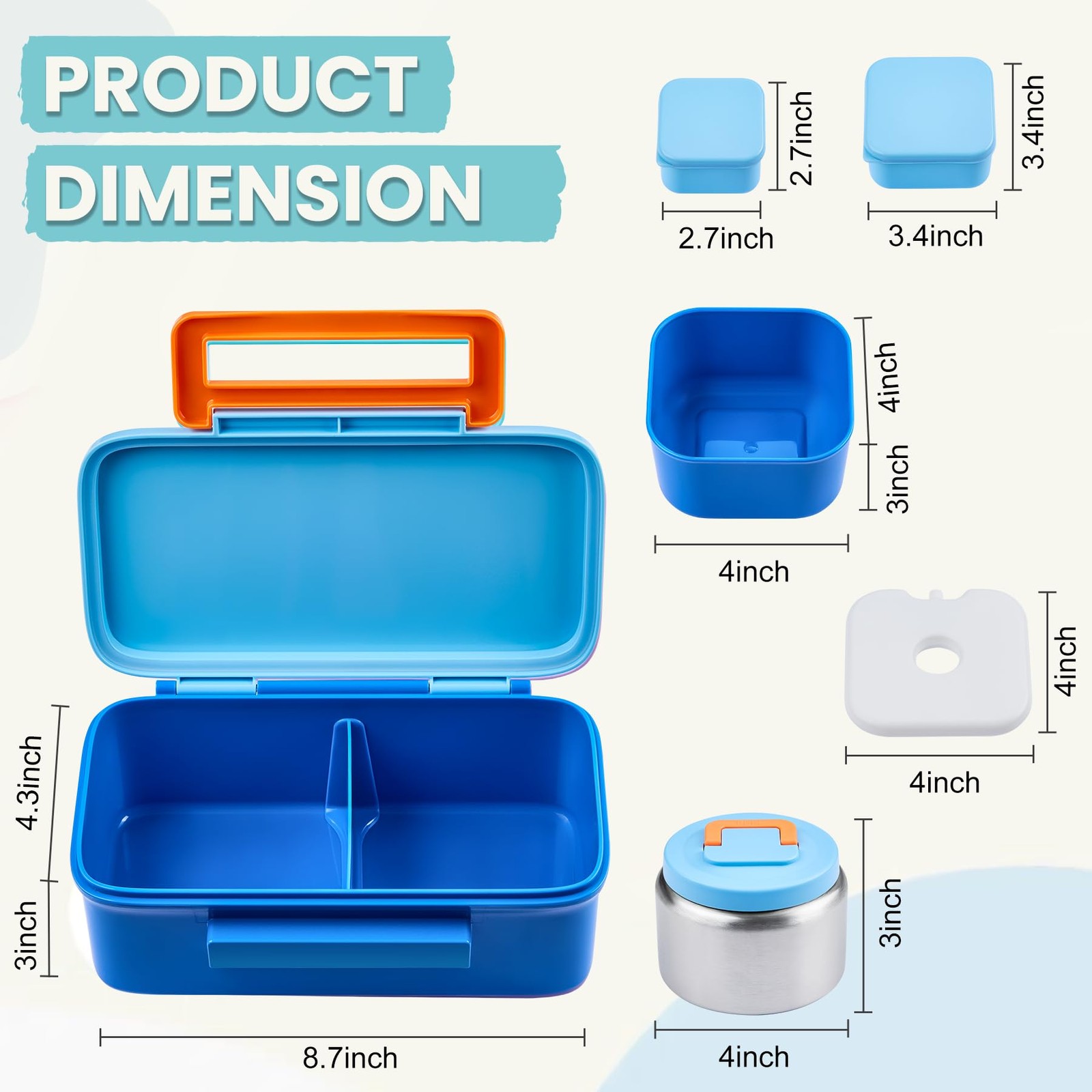 Kids Lunch Box with 8oz Thermo, Leakproof Bento Box with Insulated Bag, Kids ...