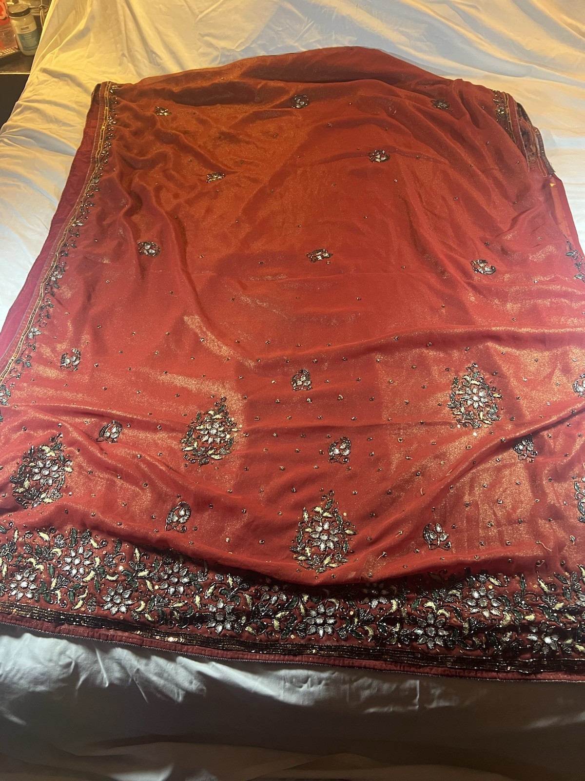 Hand Embroidered Thread Sari - image 1