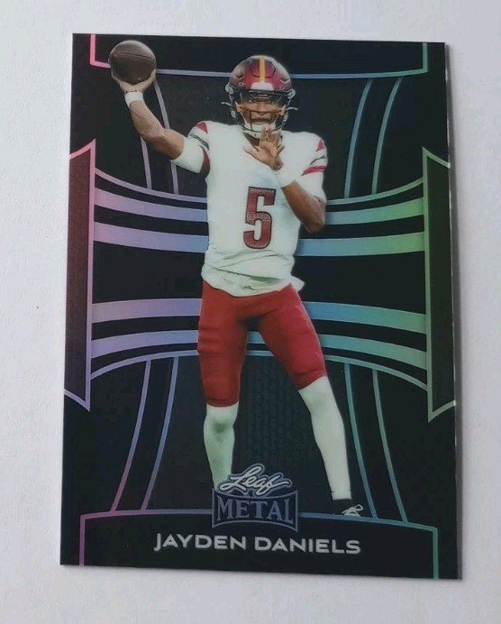 Jayden Daniels 2025 Leaf Metal Black ⚫ Base Card 4/5 Jersey Number Match 👀 #82