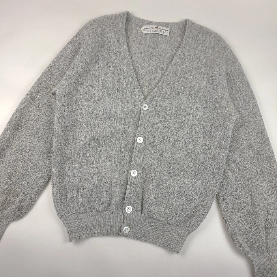Vintage Peruvian Connection Cardigan Mens Medium (fits small) Gray Alpaca *flaws - Image 2 of 4