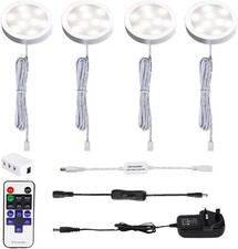 AIBOO LED Under Cabinet Kitchen Lights Plug in Wired 4 Pack – Natural White