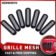 7 Black Piece Front Grille Trim Insert Cover Kit For 2007-2017 Jeep Wrangler Jk 7 Black Piece Front Grille Trim Insert Cover Kit For 2007-2017 Jeep Wrangler Jk