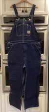Vintage Carhartt Denim Bib Overalls Men s 46 x 32 Made In USA Union Made UFCW