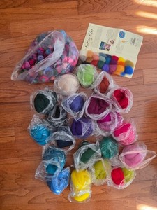 1.9 Lb. Felting Wool Color Fiber Assortment 2 bags Craft