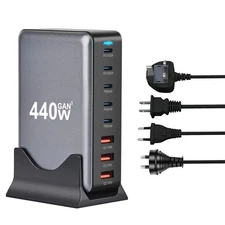 NEW 440W 8-Port USB C Charger Dock Station with PD Fast Charging, Multi Port Hub