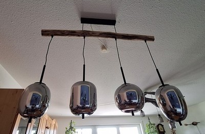 Globo Hänge Lampe Pendel Leuchte, Silbern, 4 Flammig, Schwarze Glasschirme