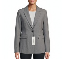 Calvin Klein Classic One-Button Tailored Blazer Jacket Heather Grey Sz M Career