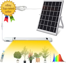 Bright Solar Powered Grow Light with Batteries Full Spectrum Growing LED Lamp