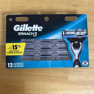 Gillette Mach3 Men's Razor Blades Refill 12 Cartridges Brand New Sealed