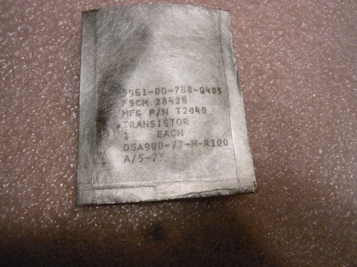 LOCKHEED TRANSISTOR PART # T2040 NSN: 5961-00-788-0405 - Picture 2 of 2