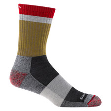 USA Darn Tough 1924 Ash Men's Heady Stripe Micro Crew Lightweight Hiking Socks
