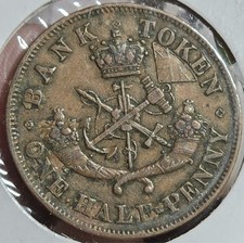 1852 Bank of Upper Canada One Half-Penny Token; Nice Coin!