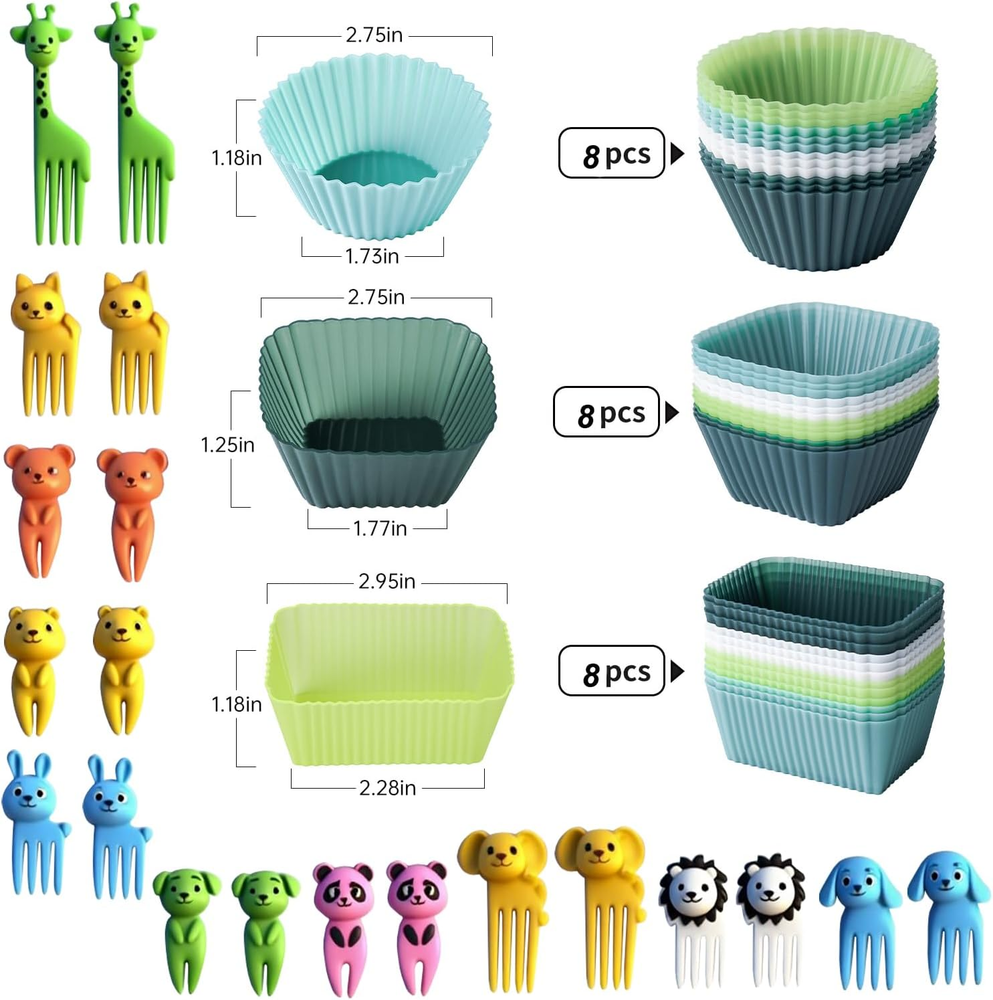 Silicone Bento Box Dividers Reusable Lunchbox Cupcake Liners Kitchen Accessories Silicone Bento Box Dividers Reusable Lunchbox Cupcake Liners Kitchen Accessories