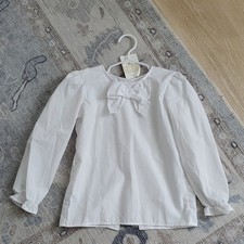 NWT The Beaufort Bonnet Company Girls Beatrice Bow Blouse White Sz6