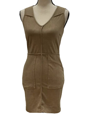 Sienna Sky Womens Suede Dress V-neck Sleeveless Zip Back Size XS