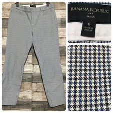 Banana Republic Sloan Houndstooth Plaid Pants Women  s 6 Inseam 27 