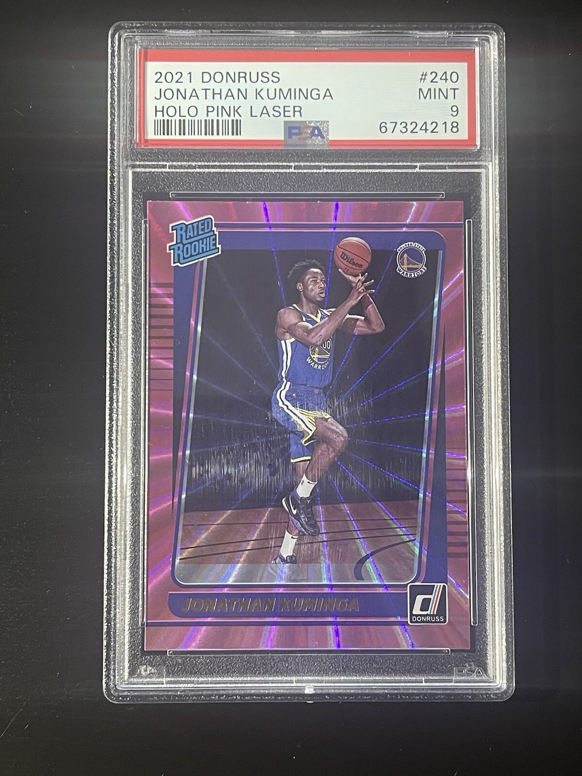 2021-22 Donruss Holo Pink Laser #240 Jonathan Kuminga PSA 9 RC