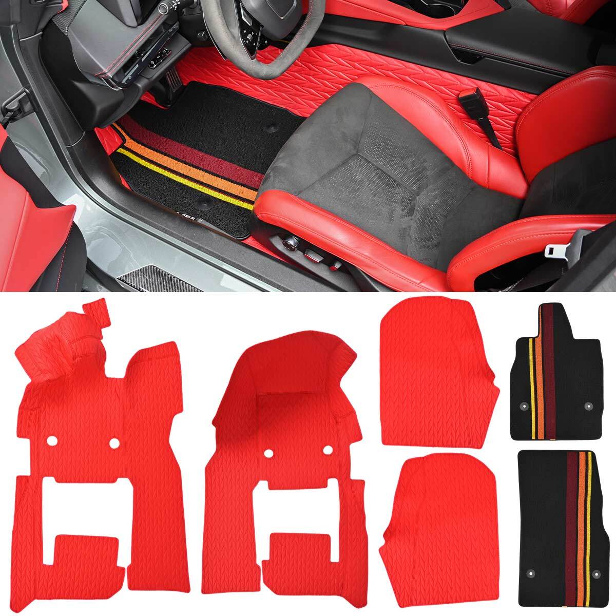 Floor Mat Carpet Full Cover Set For Corvette C8 Stingray Z51 Z06 E-Ray 2020-2024