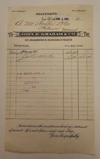 1892 John H Graham & Co Billhead Receipt New York