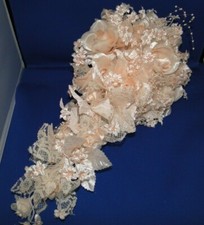 New Oddity Inc Peach Satin Roses and Pedal Flowers Bridal Bouquet