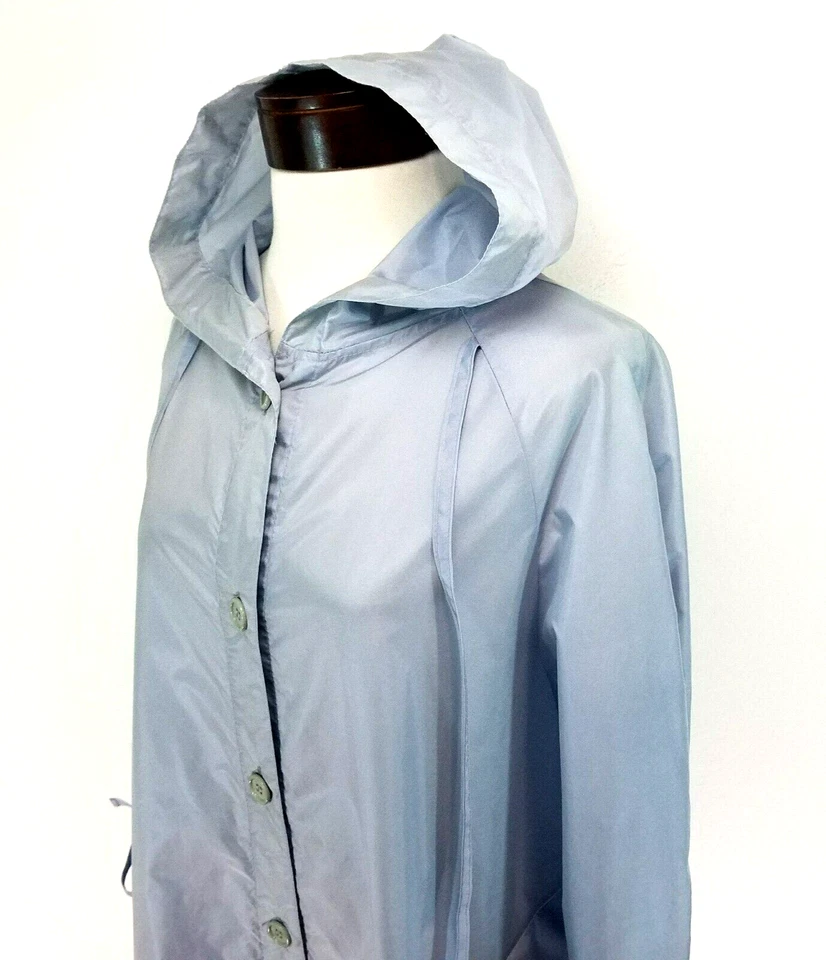DAYNE TAYLOR 复古 60 年代尼龙连帽雨衣外套天蓝色日本女式 M 二手状况完好* — 第 4/4 张图片