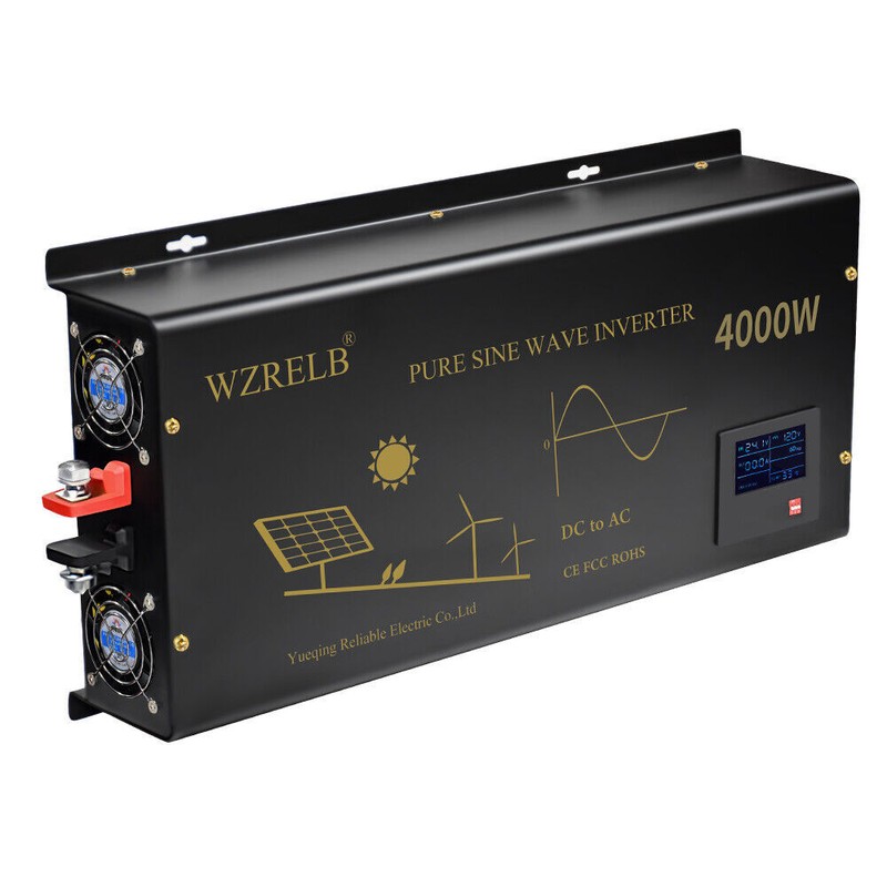 24V to 120V Pure Sine Wave Inverter 4000W Power Converter Car Truck Solar LCD RV