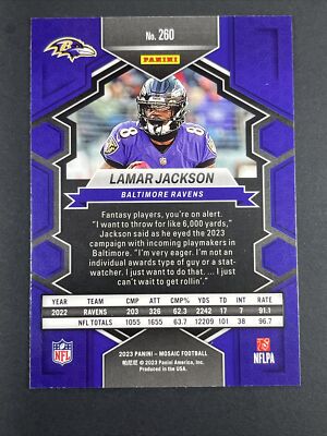 Lamar Jackson, 2023 Panini Mosaic National Pride, #260, Baltimore