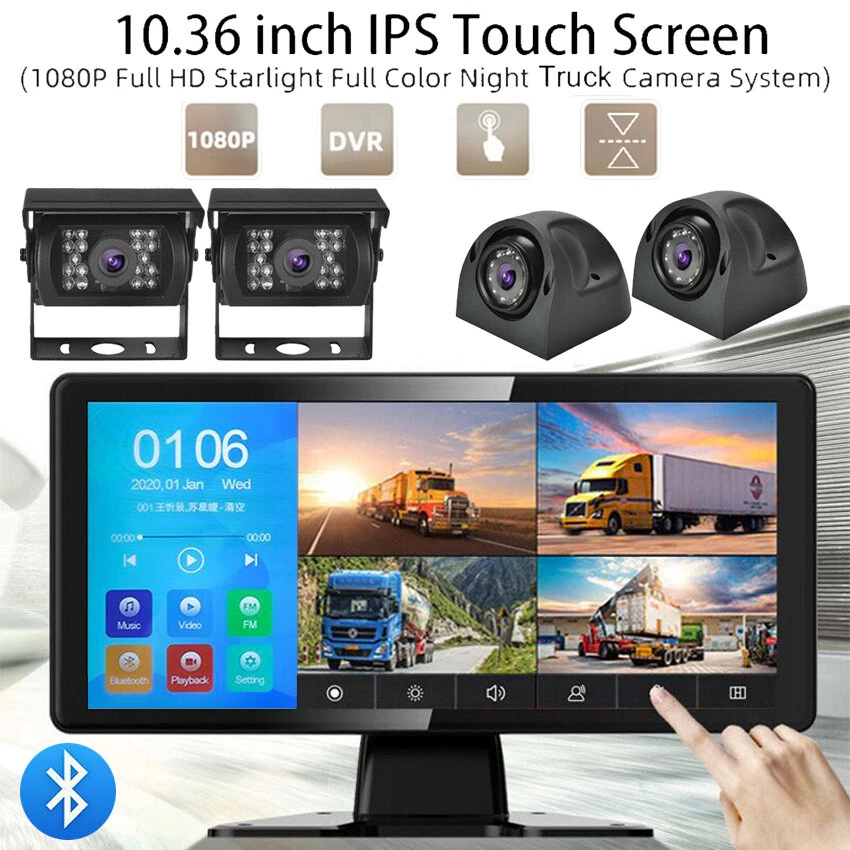 10" Quad Monitor 360° Parking System DVR IR backup HD Cameras For Truck RV - Image 2 of 4