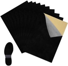 10 Pcs Stick-on Faux Suede Soles for Dance Shoes, 11.8 x8.3 Black