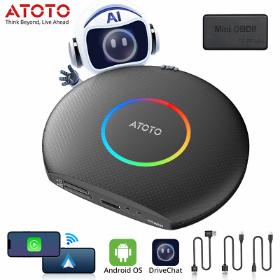 ATOTO Ai Box Wireless CarPlay/Android Auto Multimedia Adapter mit OBD2 Scanner