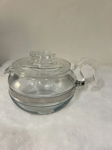 Vintage Pyrex Flameware 8446B 6 Cup Glass Coffee/Tea Pot With Lid