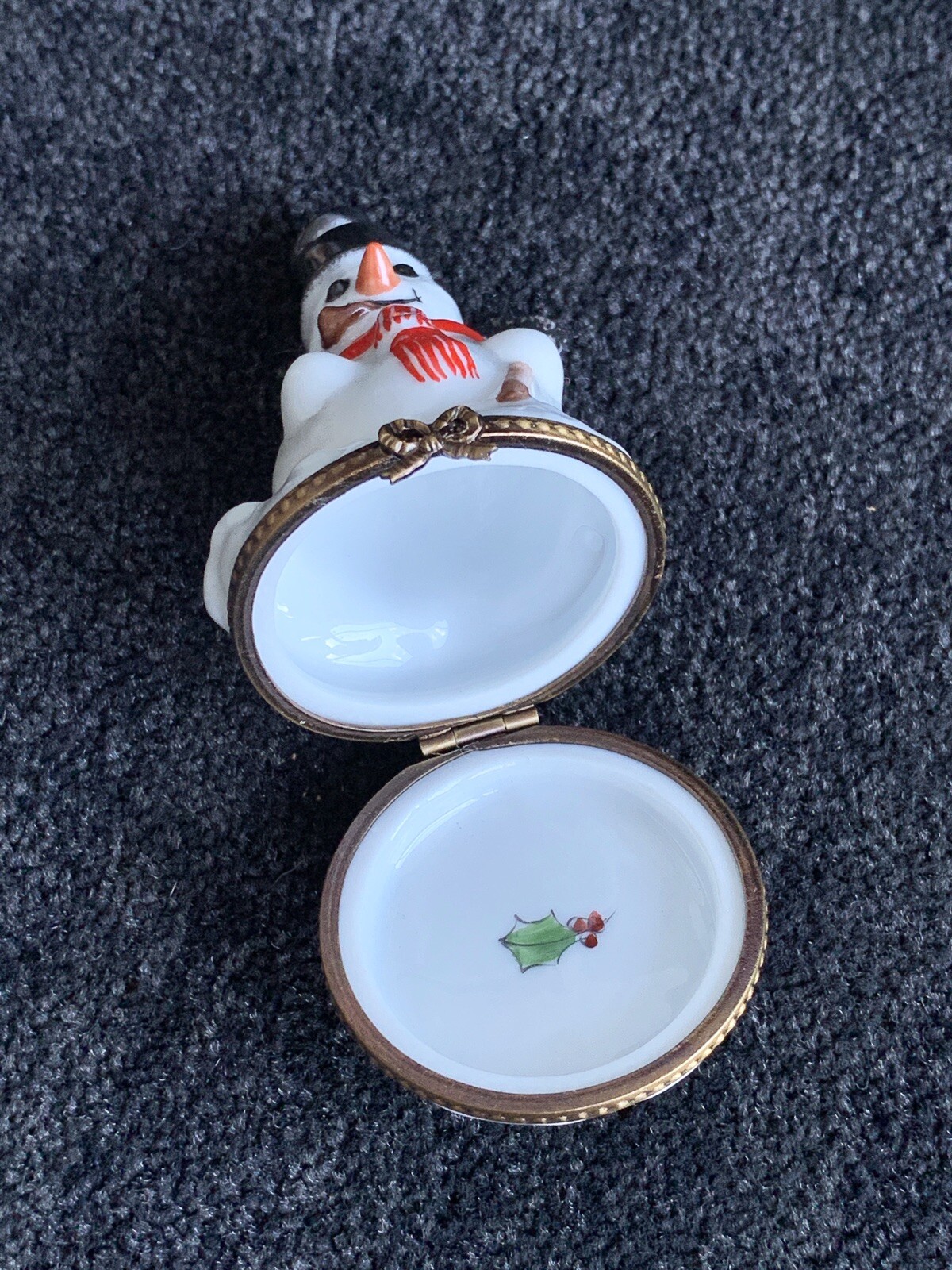 Limoges Snowman Trinket Box HandPainted Porcelain Christmas eBay