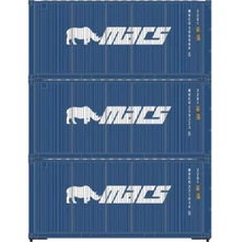 Athearn 27790 HO Scale 20' Intermodal Corrugated Container MACS MOCU 3-Pack #2